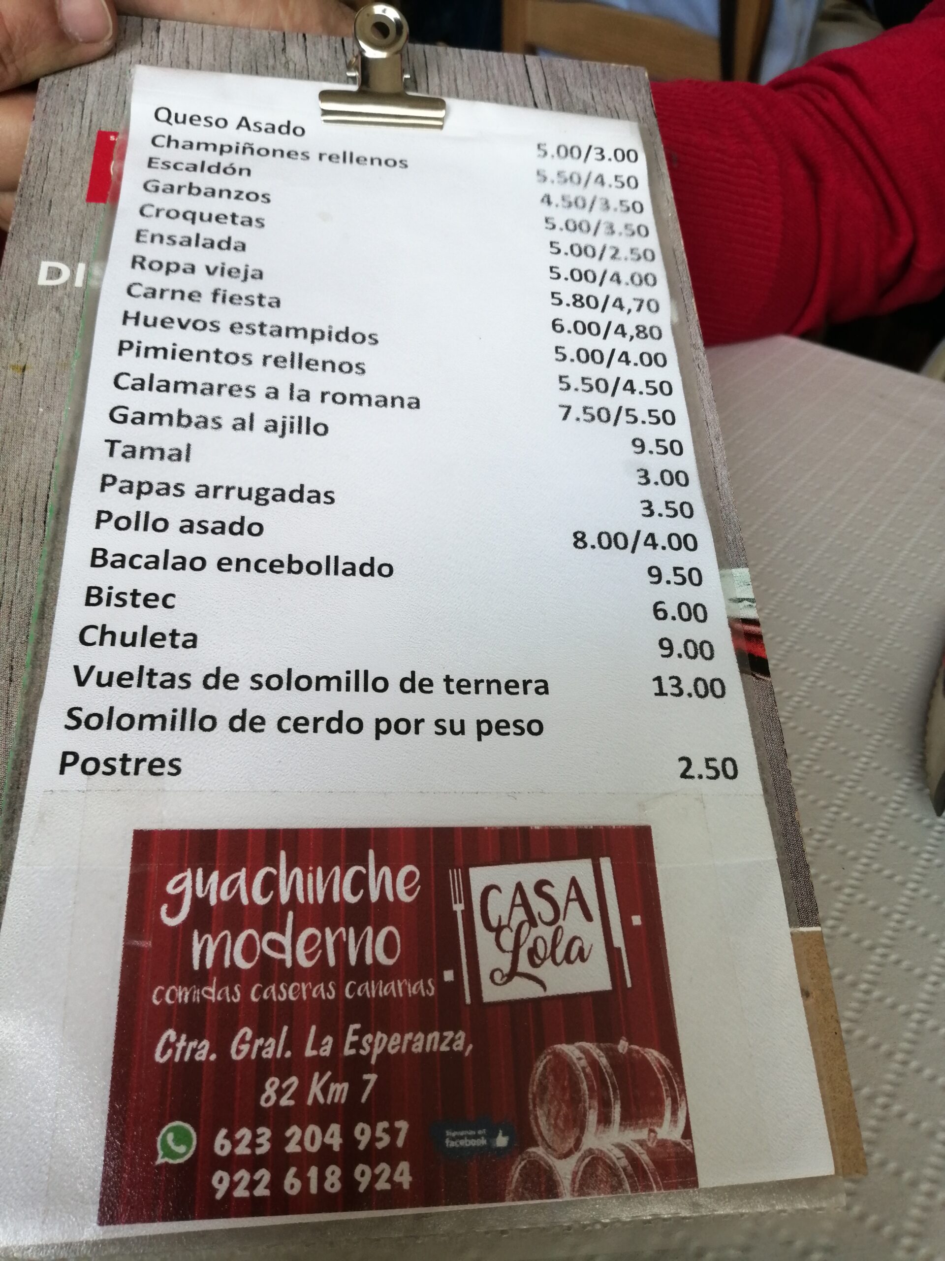 carta guachinche casa lola