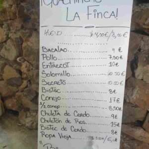 menu guachinche la finca