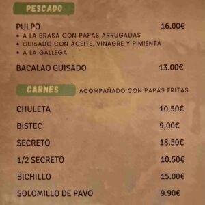 carta Guachinche El Tenderete