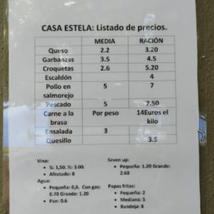 carta menu casa estela